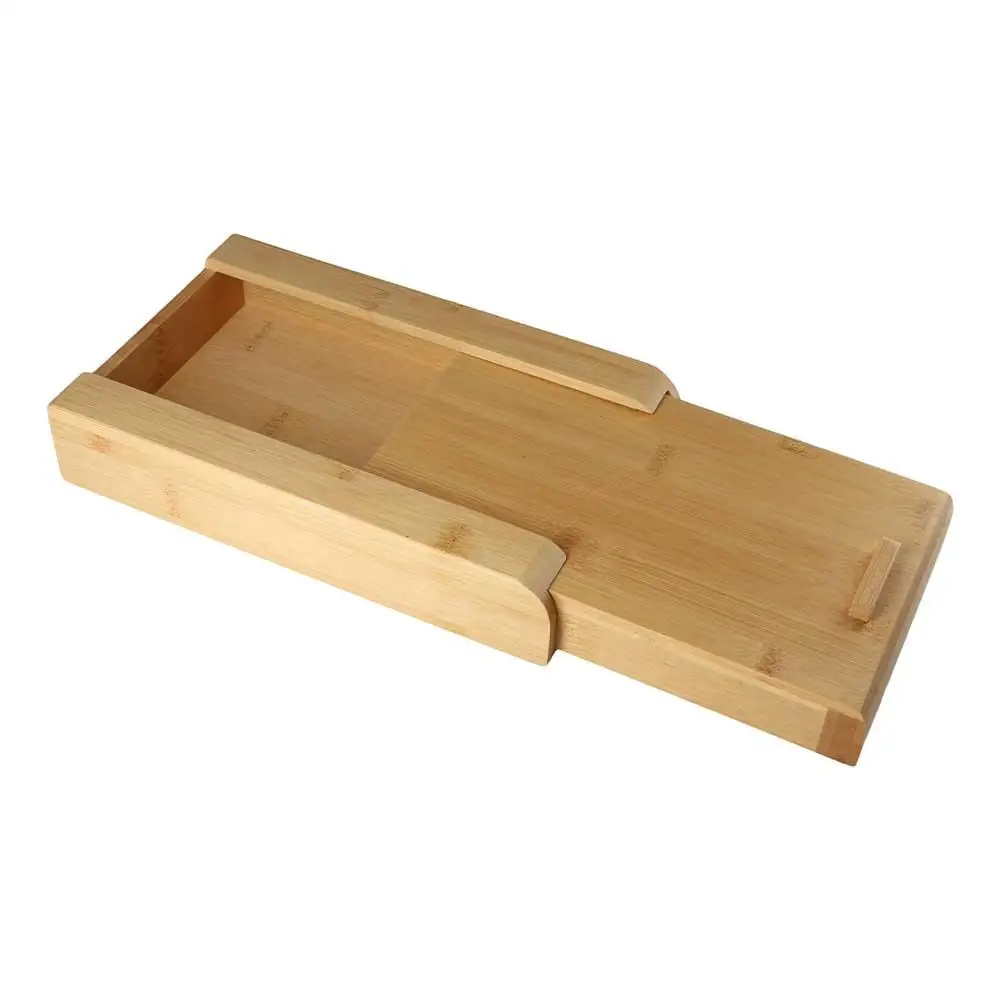 

Creative Under Desk Storage Box Bamboo/Walnut Adhesive Stationery Container Hidden Drawer Home Storage Wooden Storage Drawer