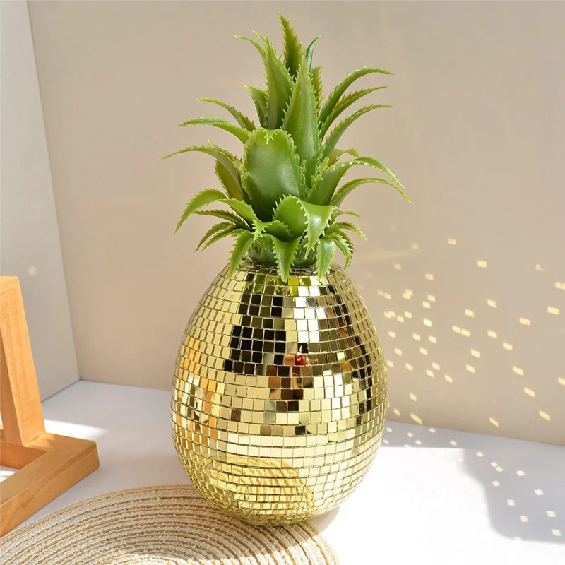 BAAG-Pineapple Gold Ornaments Inlaid With Glass Simulation Fruit Home Decorations Pineapple Decorations