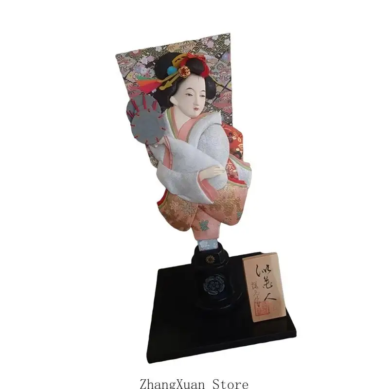 Traditionelle japanische Hagoita-Puppe, Stoff, Holz, Kunststück, Schreibtisch-Regal, Display, 3 x – Detail 4