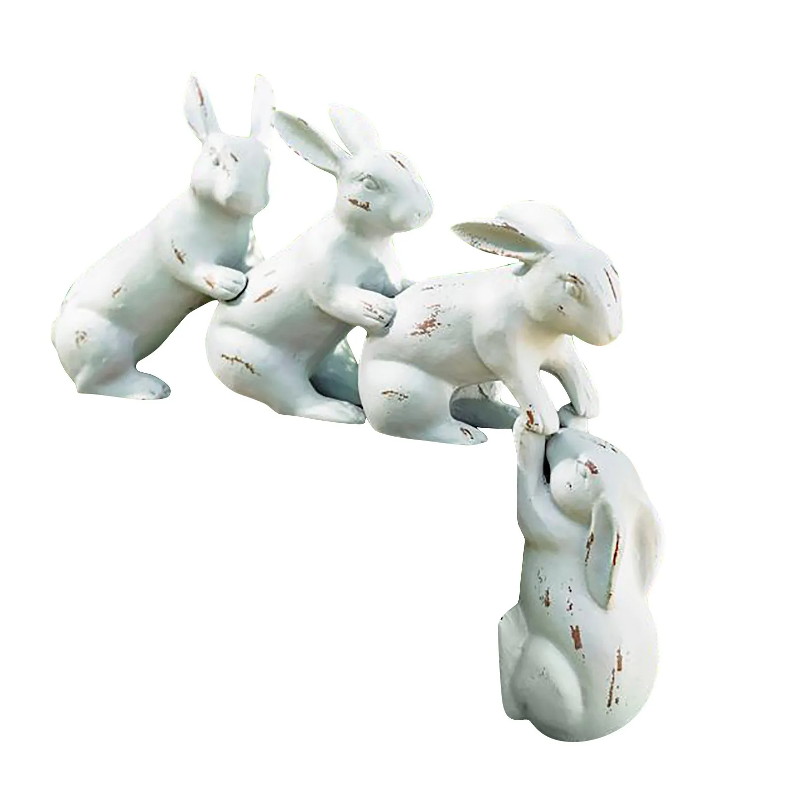 Easter Bunny Figurine Saved By a Hare Sculpture Creative Resin Desktop Home Garden Decor Party Decor Gift  Rabbit Statue