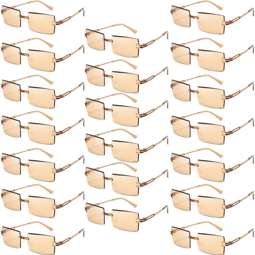 20 piezas por juego de gafas de sol rectangulares sin montura, lentes oceánicos con degradado a la moda, gafas de sol de moda para vacaciones en la playa