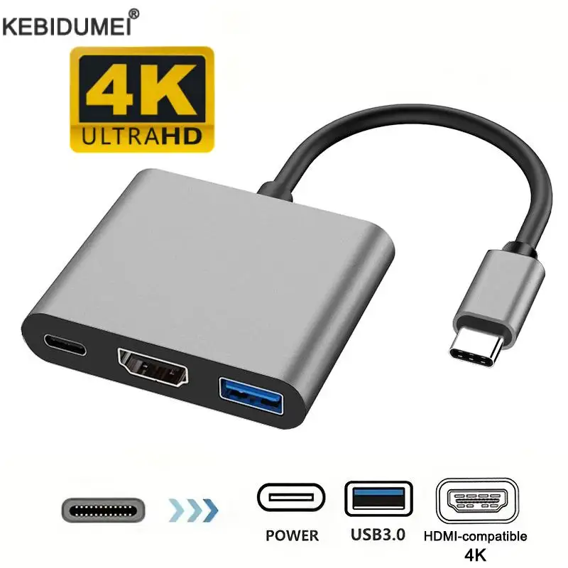 Koncentrator USB 3 w 1, rozdzielacz USB C na HDMI, koncentrator typu c na HDMI, stacja dokująca USB3.0 dla MacBook AirPro Samsung