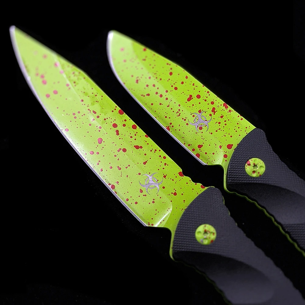Micro Socom zombie Green Blade Fixed Straight Knife