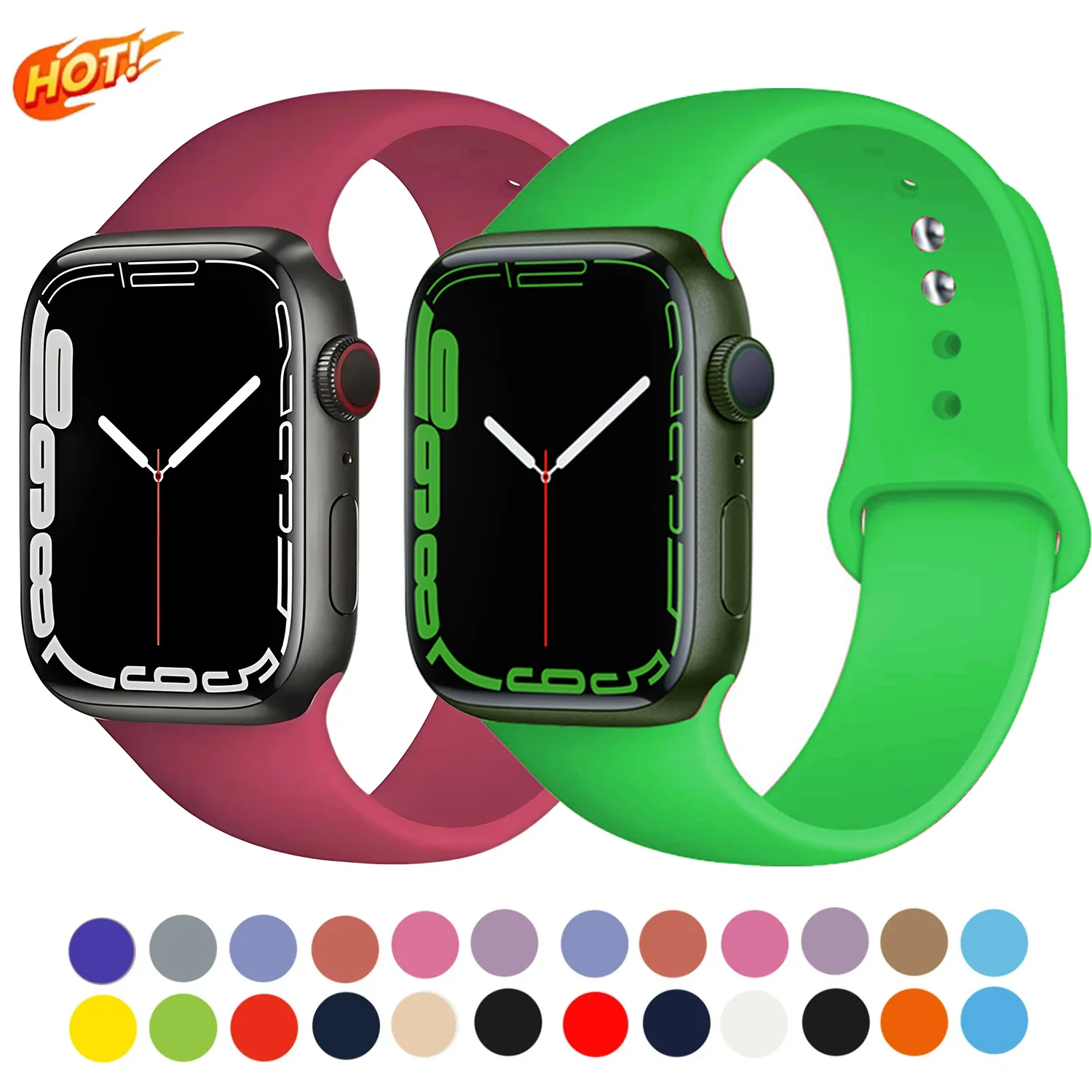 

Silicone Band for Apple Watch Strap 44mm 45mm 40mm 41mm 42-38mm 45 Mm Sport Bracelet Iwatch Series 8 7 6 5 4 3 SE 9 Ultra 2 49mm