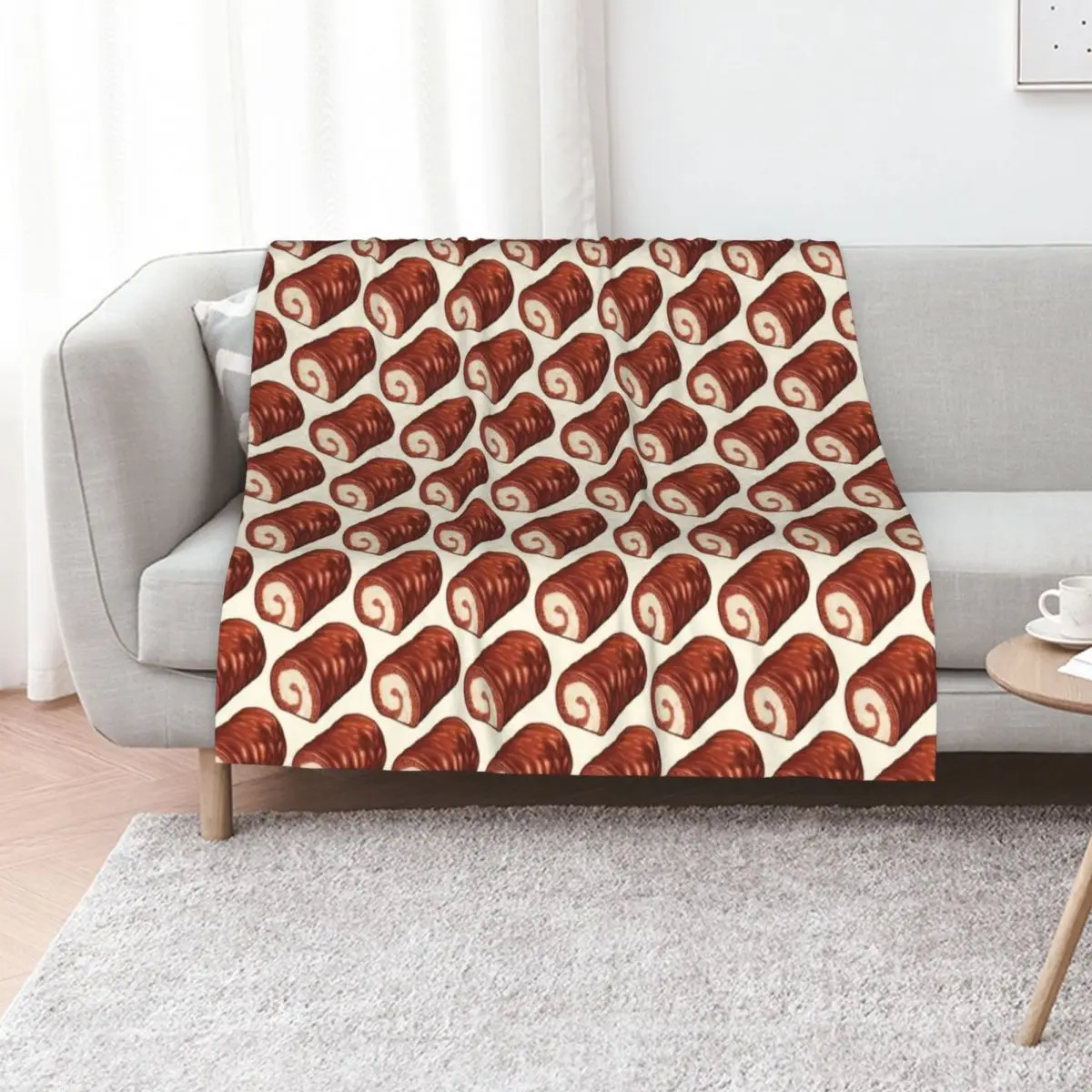 Chocolate Swiss Roll Cake Pattern Throw Blanket Quilt Decorative Throw Tourist Luxury Designer Giant Sofa Blankets