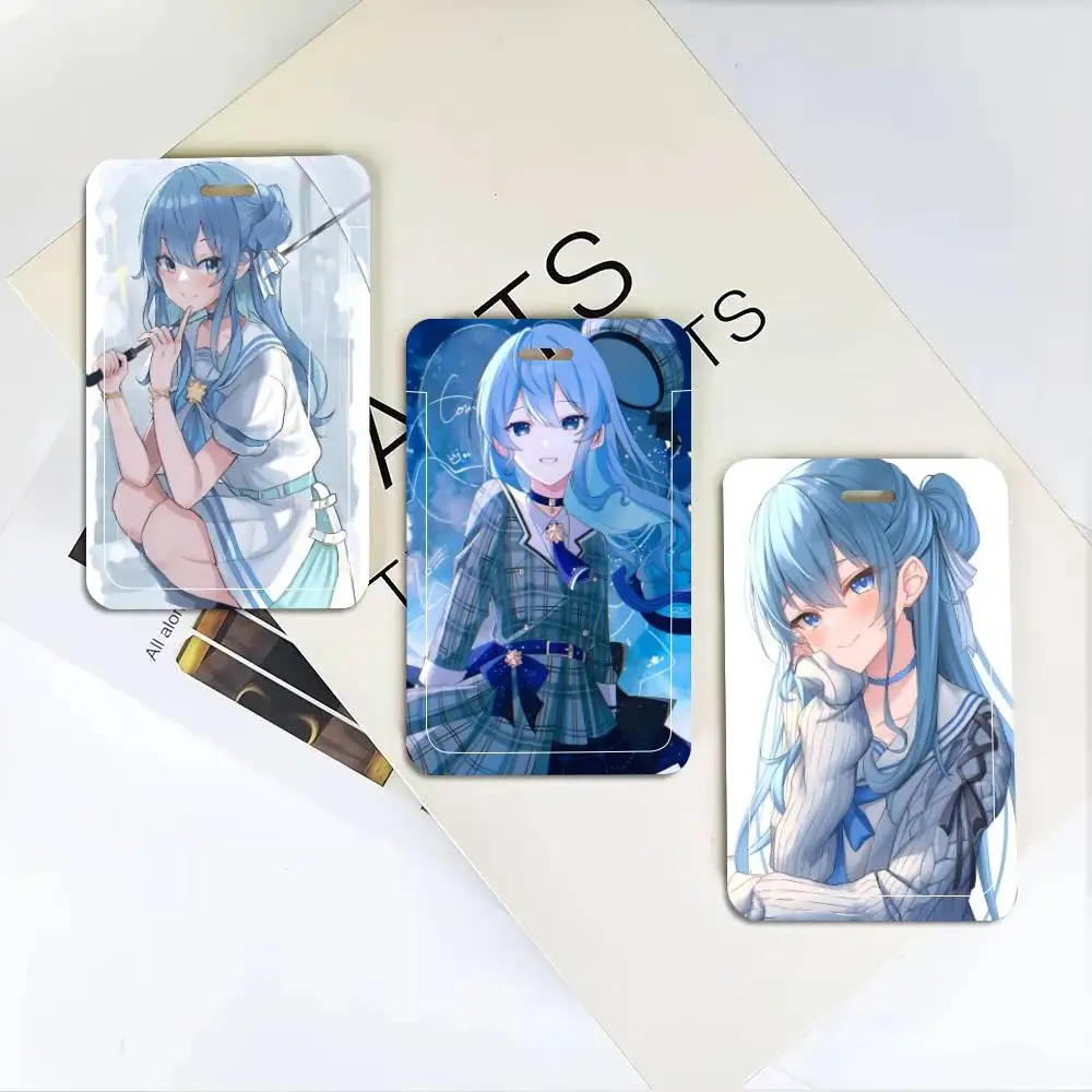 Anime Girl Hoshimachi Suisei ID Card Holder Neck Strap Pendant Door Badge Holder Lanyards Keychain Work Credential