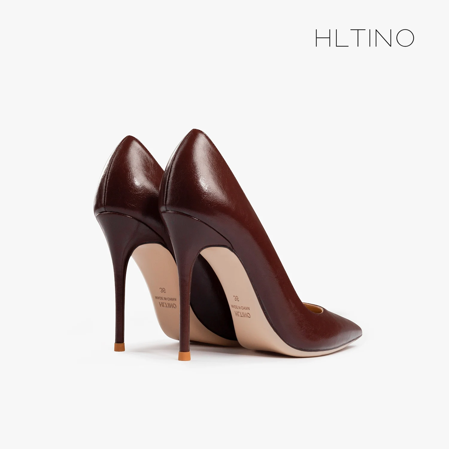 Autunno donna Sexy décolleté con tacco alto punta a punta nuove donne ufficio tacchi a spillo caffè scuro signore eleganti scarpe con tacco maturo