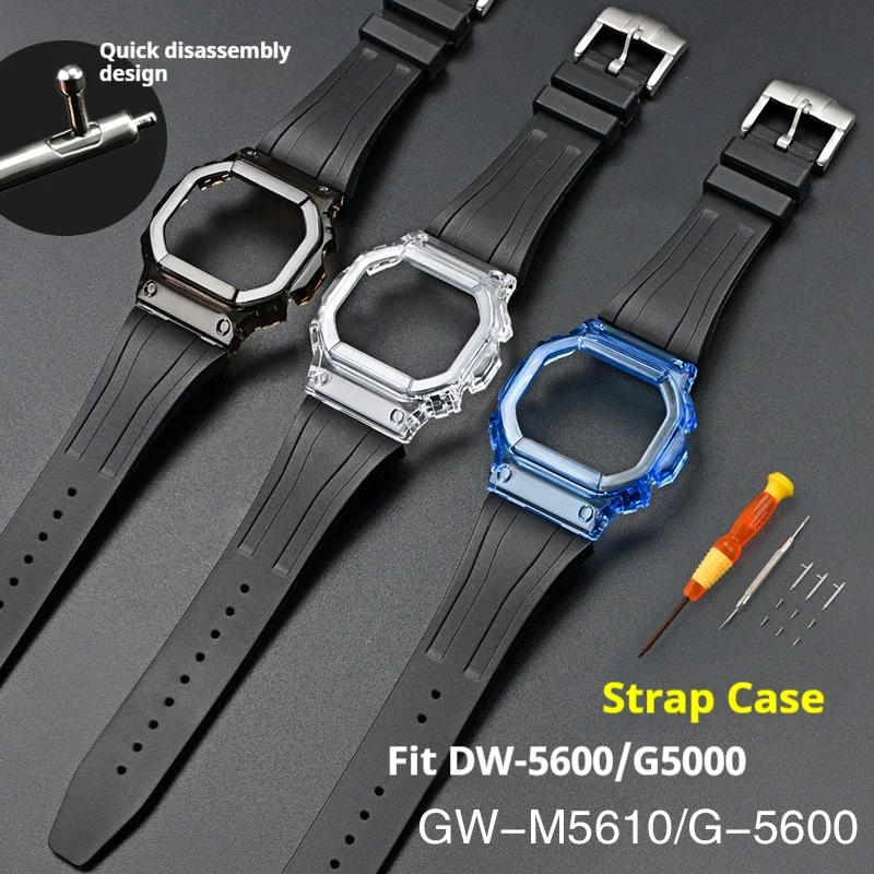 สายรัดและเคส TPU ยางสำหรับนาฬิกา Casio G-Shock รุ่น DW5600 DW-5000 GWM5610 5600 GLS5600 อุปกรณ์เสริมสำหรับนาฬิกา