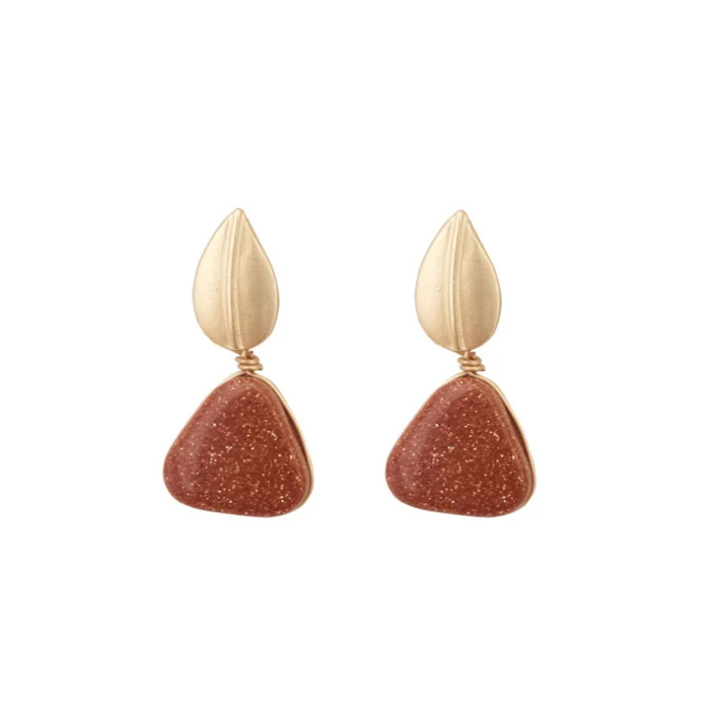

French Triangle Contrast Earrings, Retro Red Geometric Mosquito Coil Disc Ear Clips