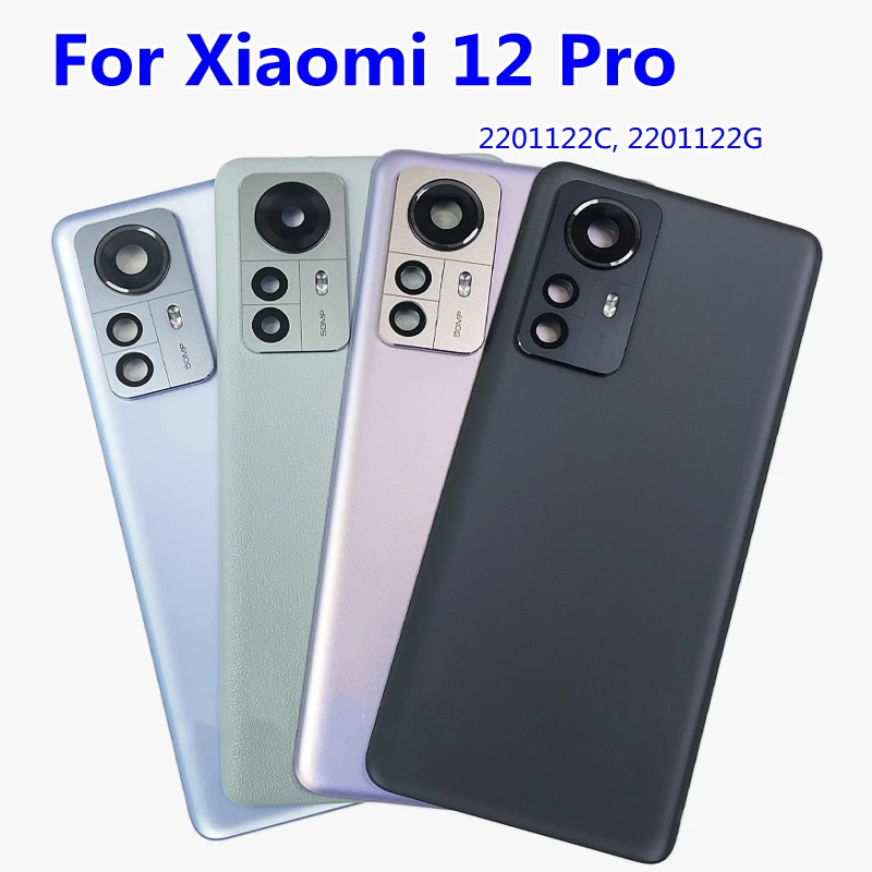 Battery Housing For Xiaomi 12 Pro Glass Lid Back Cover Mi12 Pro Replacement with Camera Frame Lens + Adhesive Tape