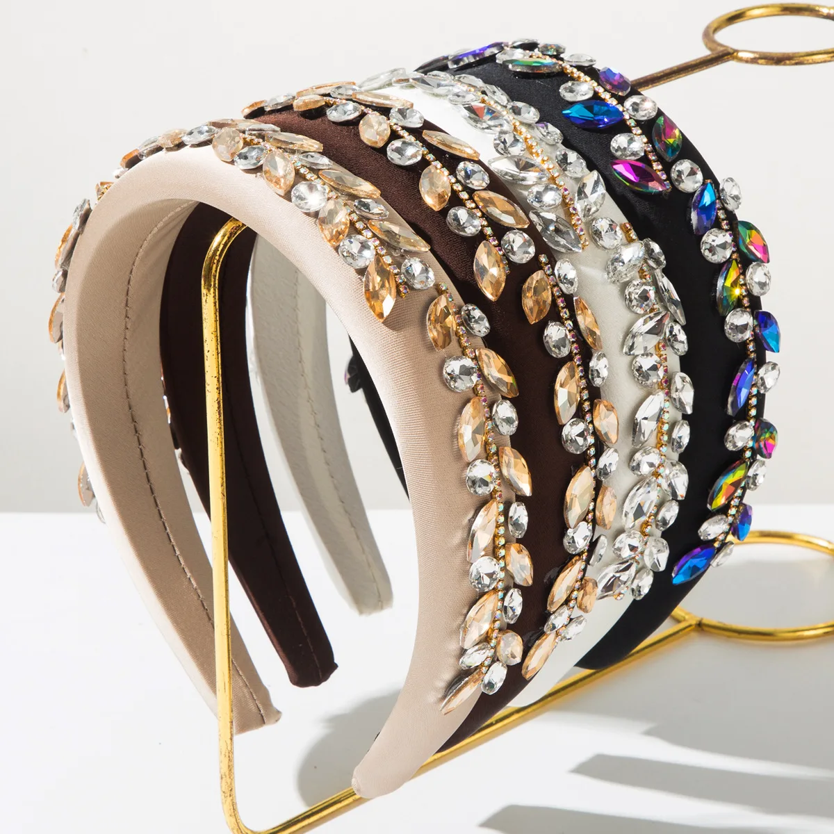 

New Fashion Baroque Style Shiny Sponge Colorful Full Diamond Headband Hair Accessory