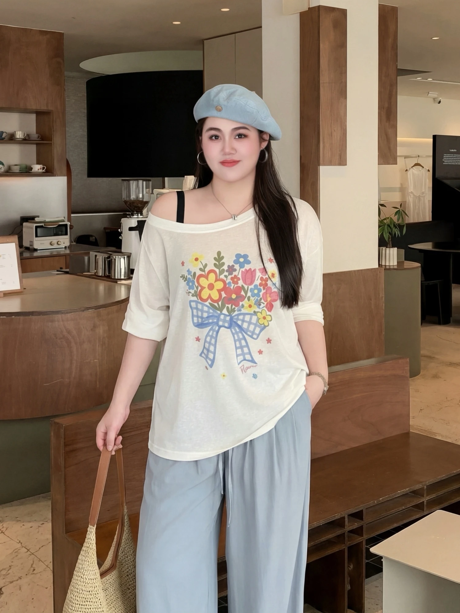 

plus Size Women's Casual round Neck Printed Top Spring Summer Loose Cover up Shirt Slimming Top Commute Style Standard Fit