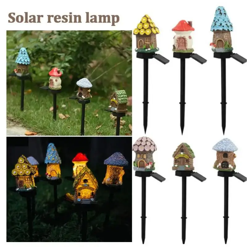 

Фонарик на солнечной батарее, искусственная лужайка, миниатюрный Волшебный дом, уличный Декор на солнечной батарее, искусственный сад, лампа для рождественского домика из смолы