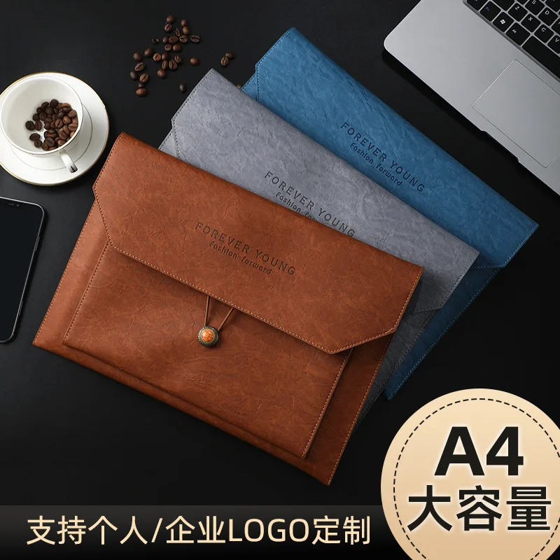 Document bag A4 document bag men's large capacity document data file large thickened leather storage custom logo file organizer