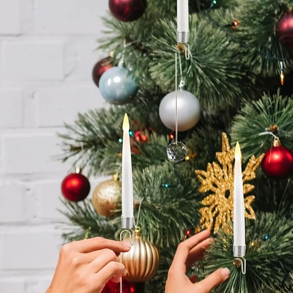 6 Piece Battery Powered Christmas Tree Suspended LED Candle with Remote with Crystal Pendant Decorative Candle Light Hook Design