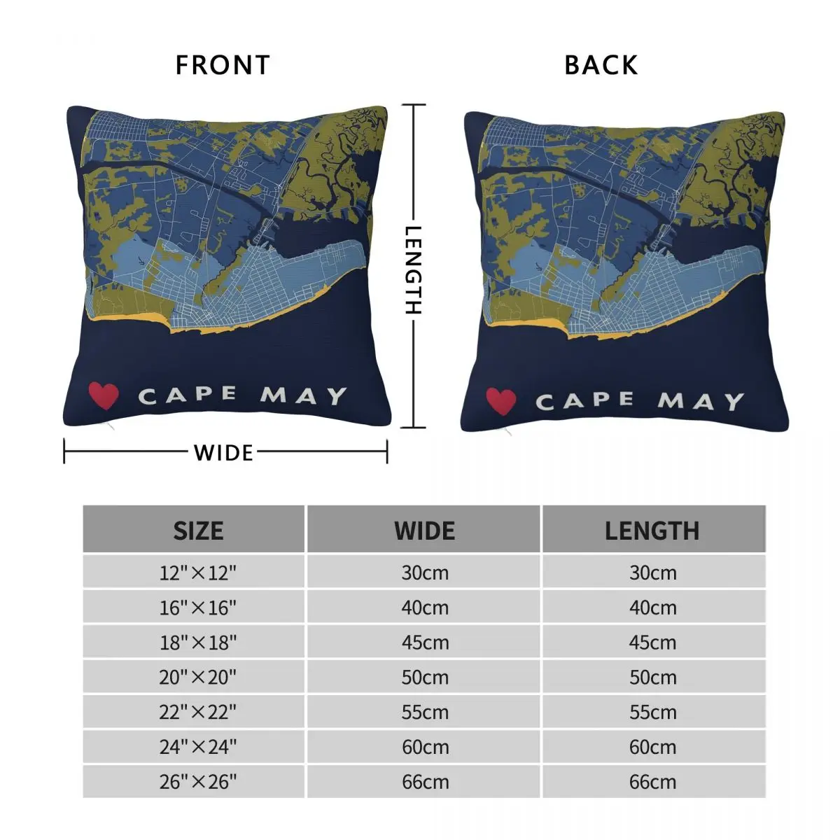 Cape May New Jersey Pillowcase Polyester Linen Velvet Printed Zip Decorative Bed Cushion Cover 45x45