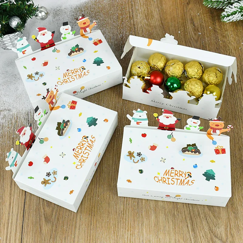 

Merry Christmas Paper Candy Box Bags Santa Snowman Cookie Chocolate Doughnut Wrapping Gift Box Navidad New Year Noel Natal 2024