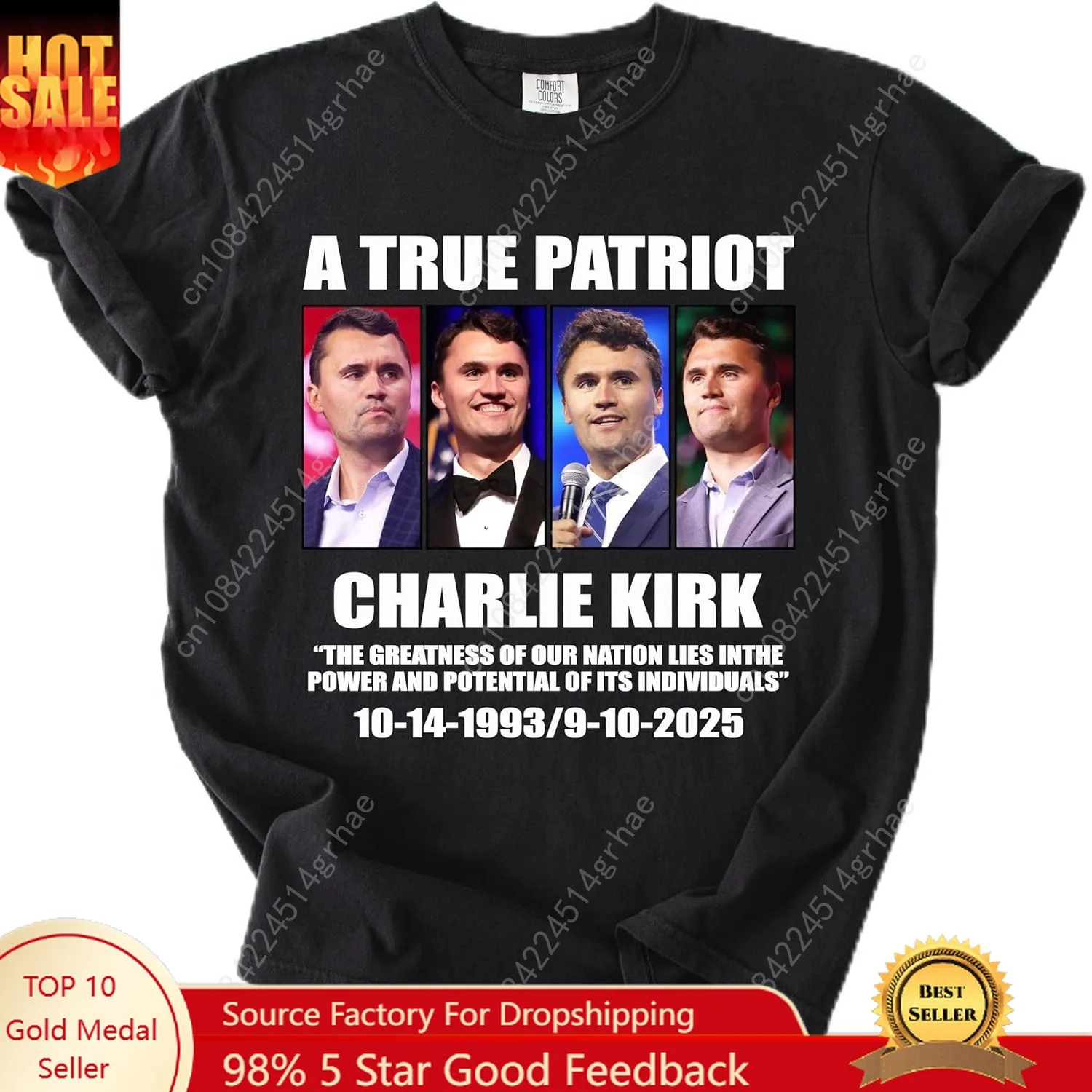 

True Patriot Charlie Kirk T-Shirt, Support American Values Comfort Colors Shirt Multi