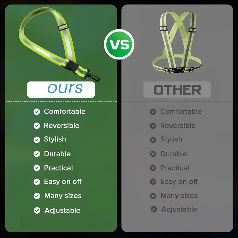 ABJM-2X 夜間ウォーキング用反射サッシュ、高視認性反射ランニングギアナイト、反射アームバンド4個付き