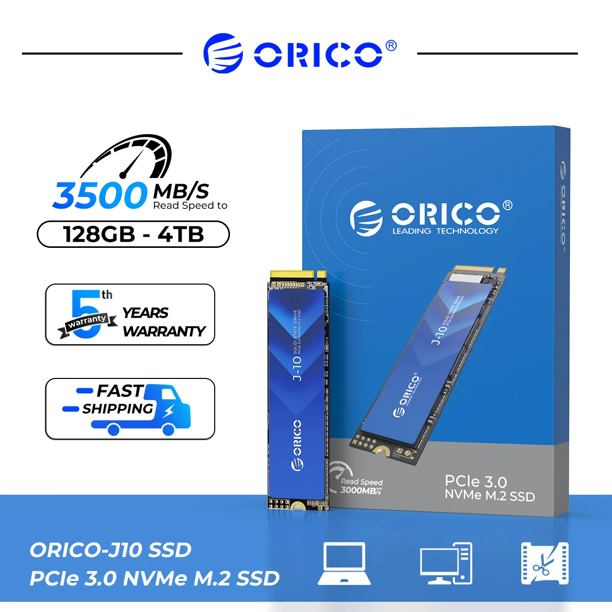 ORICO J10 3500MB/s NVMe SSD M.2 SSD NVMe SSD PCIe3.0 SSD M.2 M Key 2280 Internal Solid State Drive 1TB 2TB 4TB