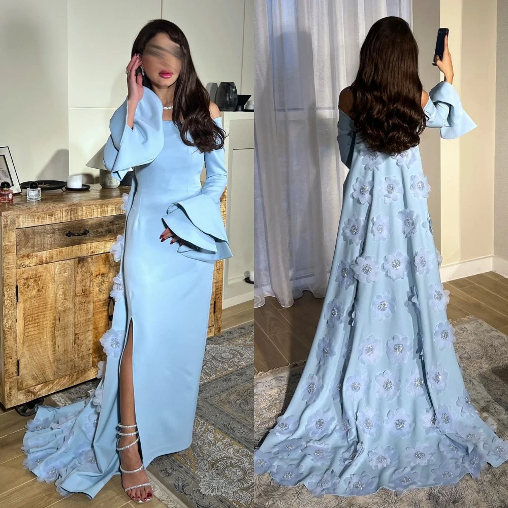 

Evening Jersey Applique Draped Ruffles Celebrity A-line Off-the-shoulder Bespoke Occasion Gown Saudi Arabia