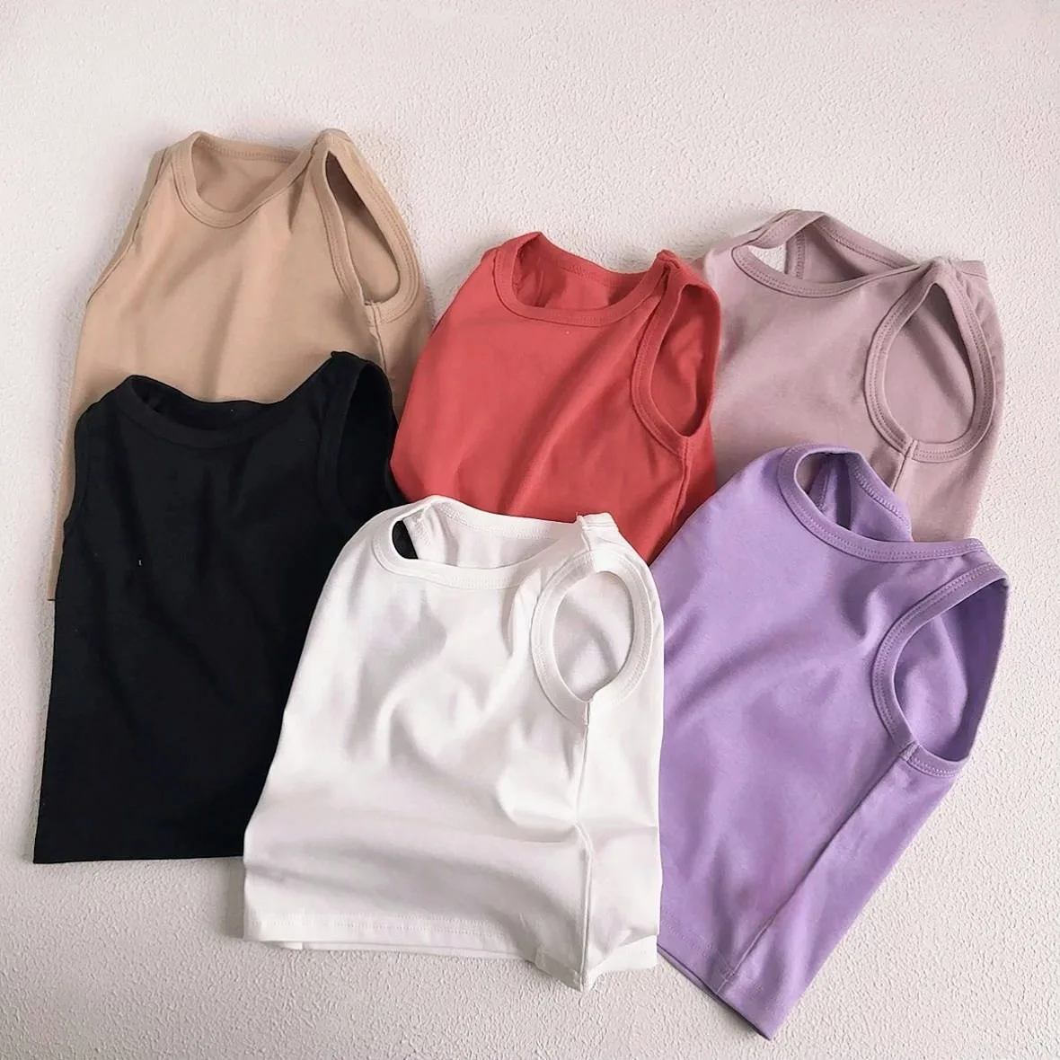 

2025 Summer New Baby Sleeveless T Shirts Infant Solid Vest Thin Cotton Children Casual Tops Toddler Loose Vest Kids Clothes