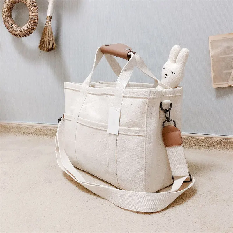 Fashion Multifunctional Mother And Baby Shoulder Crossbody Handbag Tote Canvas Stroller Mum Bag Canvas Bag