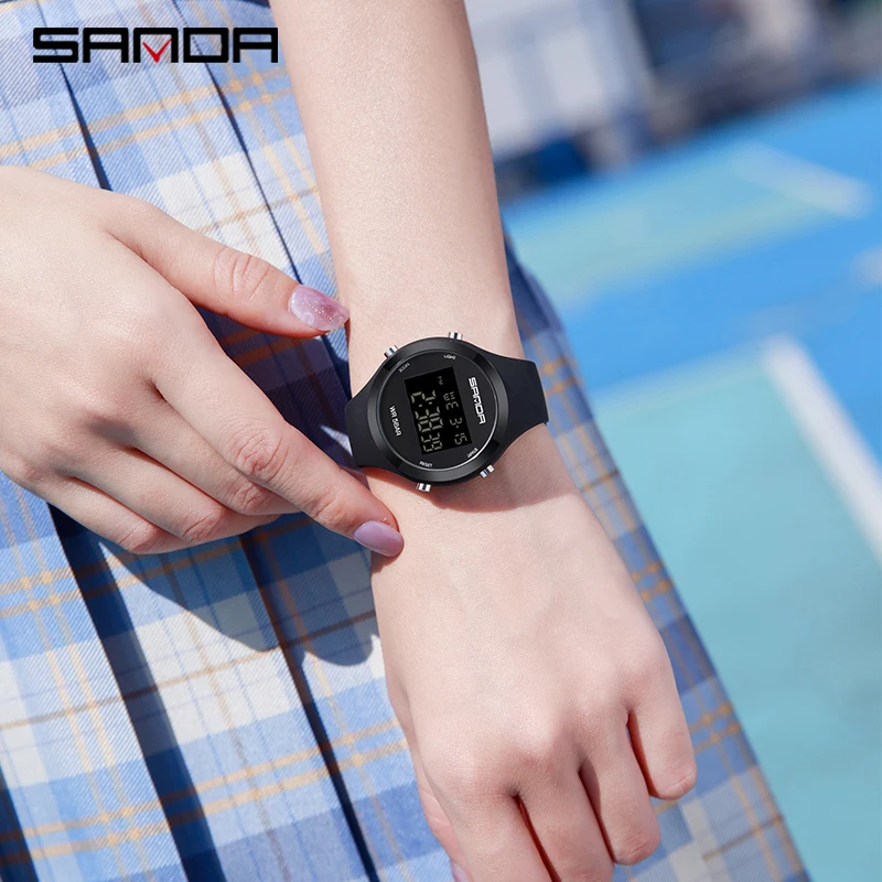 SANDA Fashion Boys Girls LED Digital Women Watch Outdoors Casual Sports Waterproof Ladies Watch Electronic Watch Children Gift