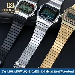 For Casio Vintage WatchStrap a168w AEQ-110 A168 A158W 159 A169 B650 AQ230 700 Metal Stainless Steel Watchband Bracelet 13mm 18mm