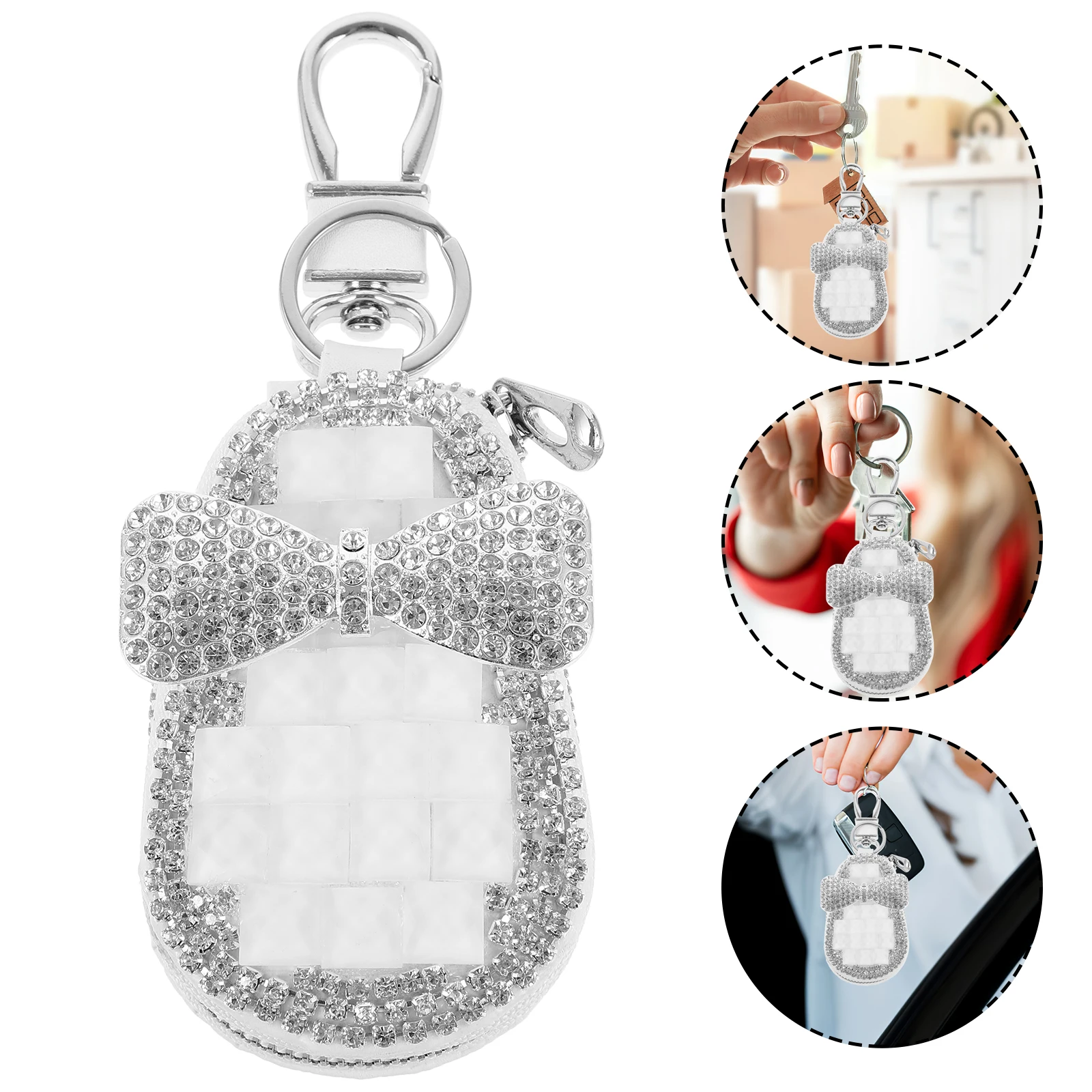 

Diamond Key Bag Car Fob Protector Case Chain Pouch Cover Microfiber with Zipper