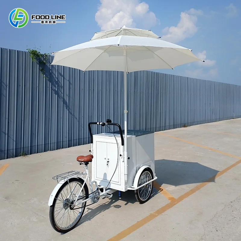 

Outdoor Ice Cream Mini Cart Flexible Mobile Serving Trolley Stable Frame Design For Long Time Street And Scenic Spot Use