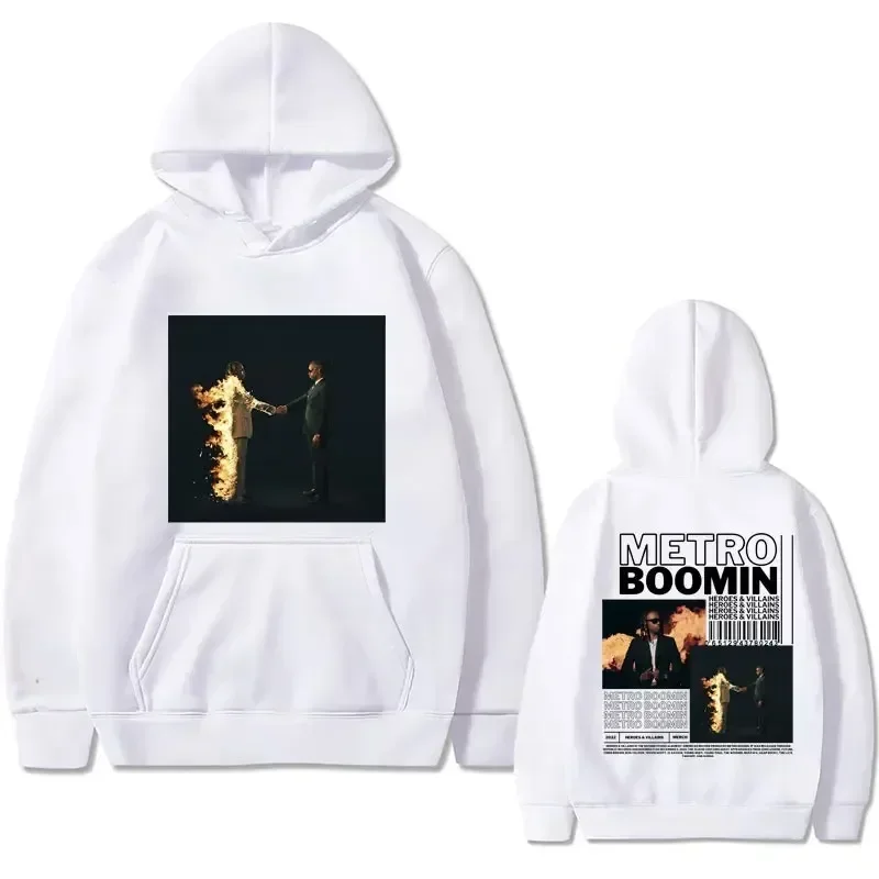 Men Hip Hop Oversized Sweatshirts Male Vintage Hoodies Streetwear Rapper Metro Boomin Heroes & Villains Music Album Print Hoodie