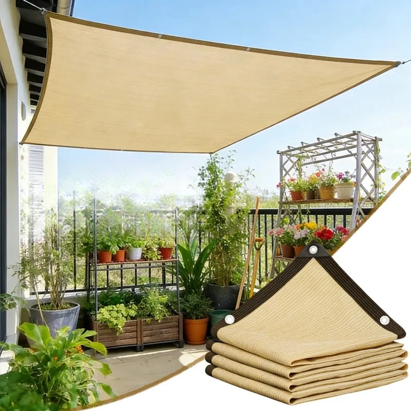 Thickened Beige Sun Shade Net Outdoor Anti UV Balcony Garden Net Cover Car Awnings Cover for Patio Greenhouse Windows