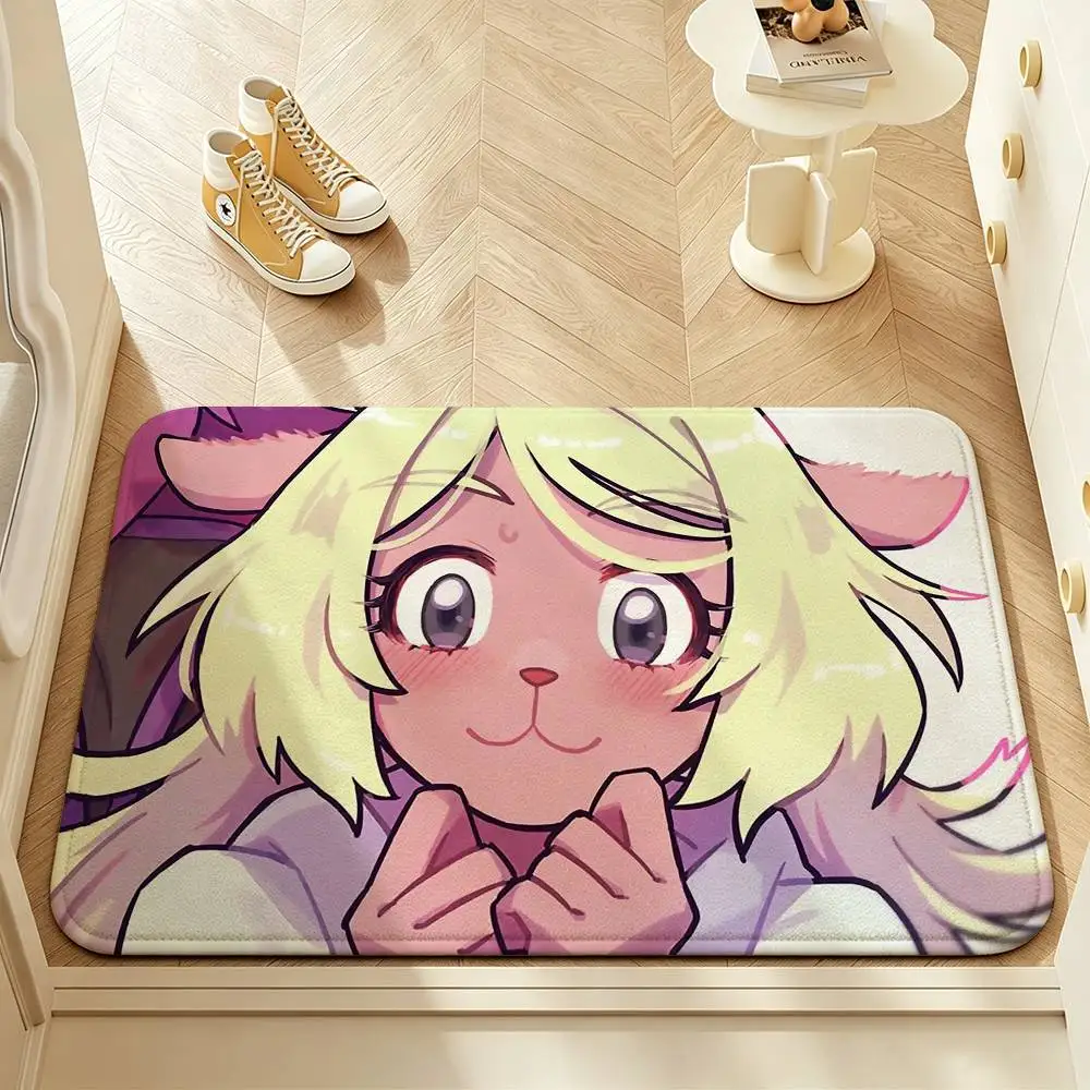 Cute N-Noelle H-Holiday GAME D-Deltarune Short Plush Anti-Slip Door Mat Soft Floor Mat for Home Entrance