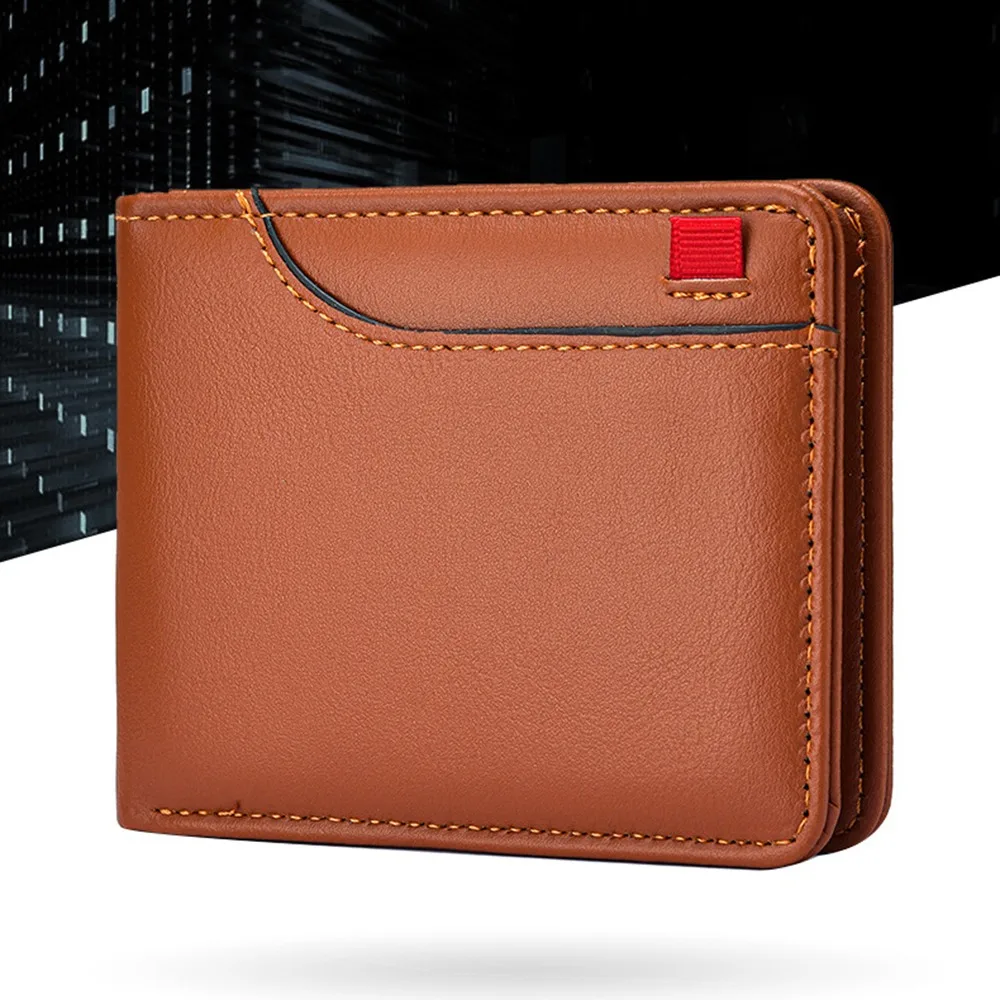

Simple Classic Men's Short Wallet Pu Leather Business Male Bifold Wallets Solid Color Casual Coin Pocket Credit Card