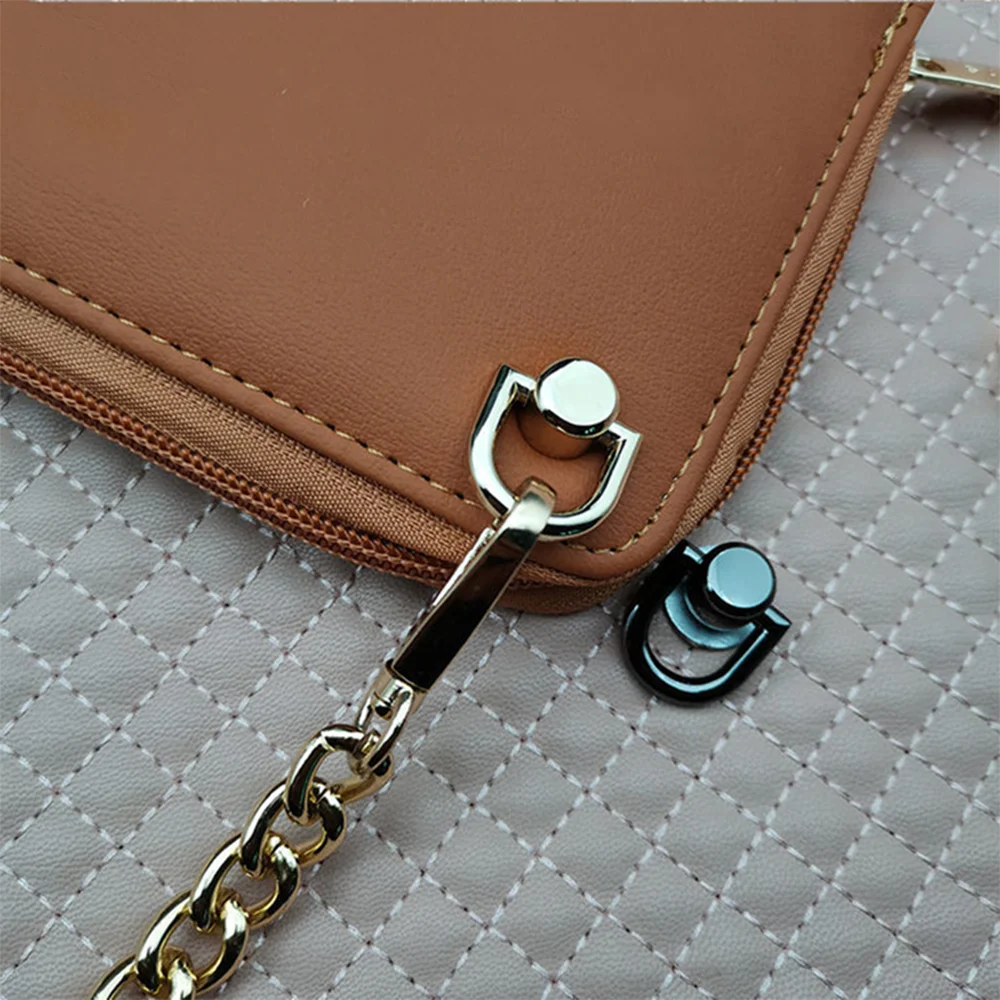 D-shaped Ring Bag Side Clip Buckles Retro Metal Double D Buckle Handbag Chain Handles Connector Bag Strap Hardware Accessories