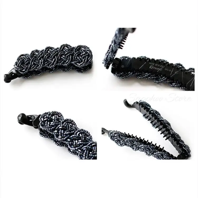 Korea Kristall Perlen Edition Kleine Haarnadel Banane Clip 8cm Vertikale Clip Twist Clip Schachtelhalm Clip Schachtelhalm Schnalle 4 Farben – Detail 14