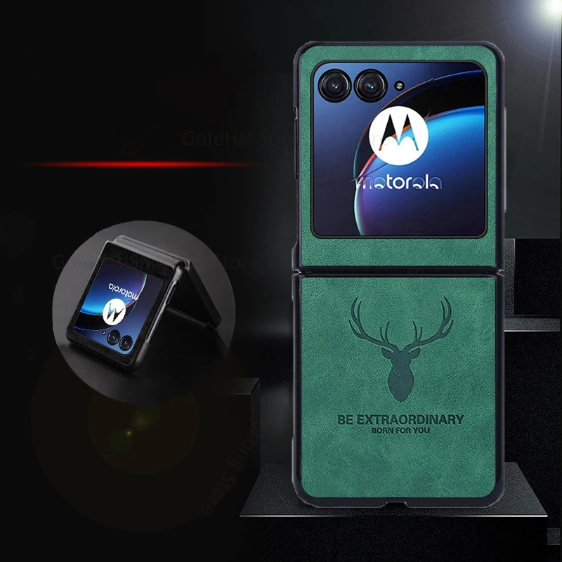 

Cases For Motorola Razr 60 Ultra 5G 3D Cartoon Elk Deer Head Leather Phone Case For Moto Razr 50 Ultra Holster Protection Cover