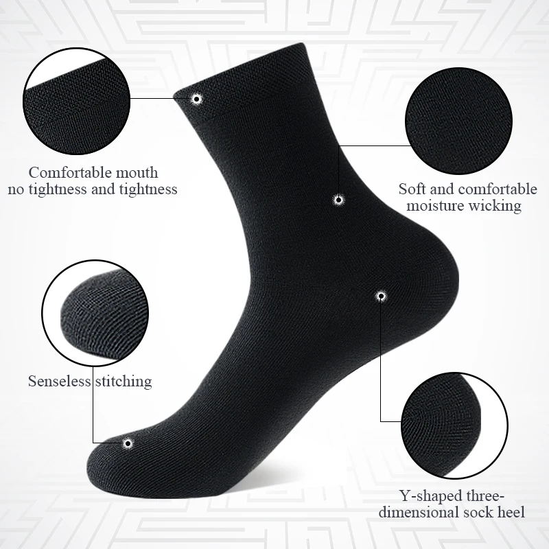 8 Pairs / Lot Men\'s Cotton Business Casual Socks New Styles Black Men Medium Tube Sockken Breathable for Male Plus Size EU39-47