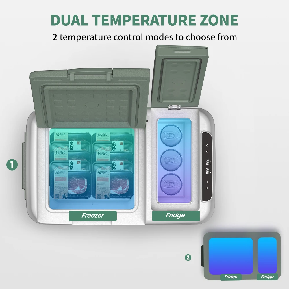 Alpicool DC 25L 40L Przenośna lodówka samochodowa 12-woltowa lodówka kompresorowa z zamrażarką Podwójna strefa z kółkiem i uchwytem na piknik