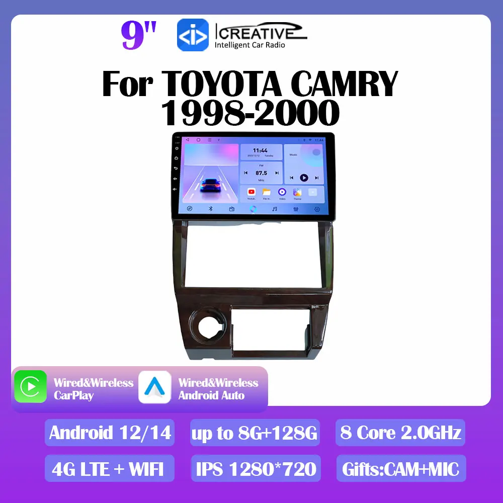 Android 14 Car Radio For TOYOTA CAMRY 1998-2000 Autoraido Stereo Navigation GPS Multimedia Video Carplay Android Auto DVD HU