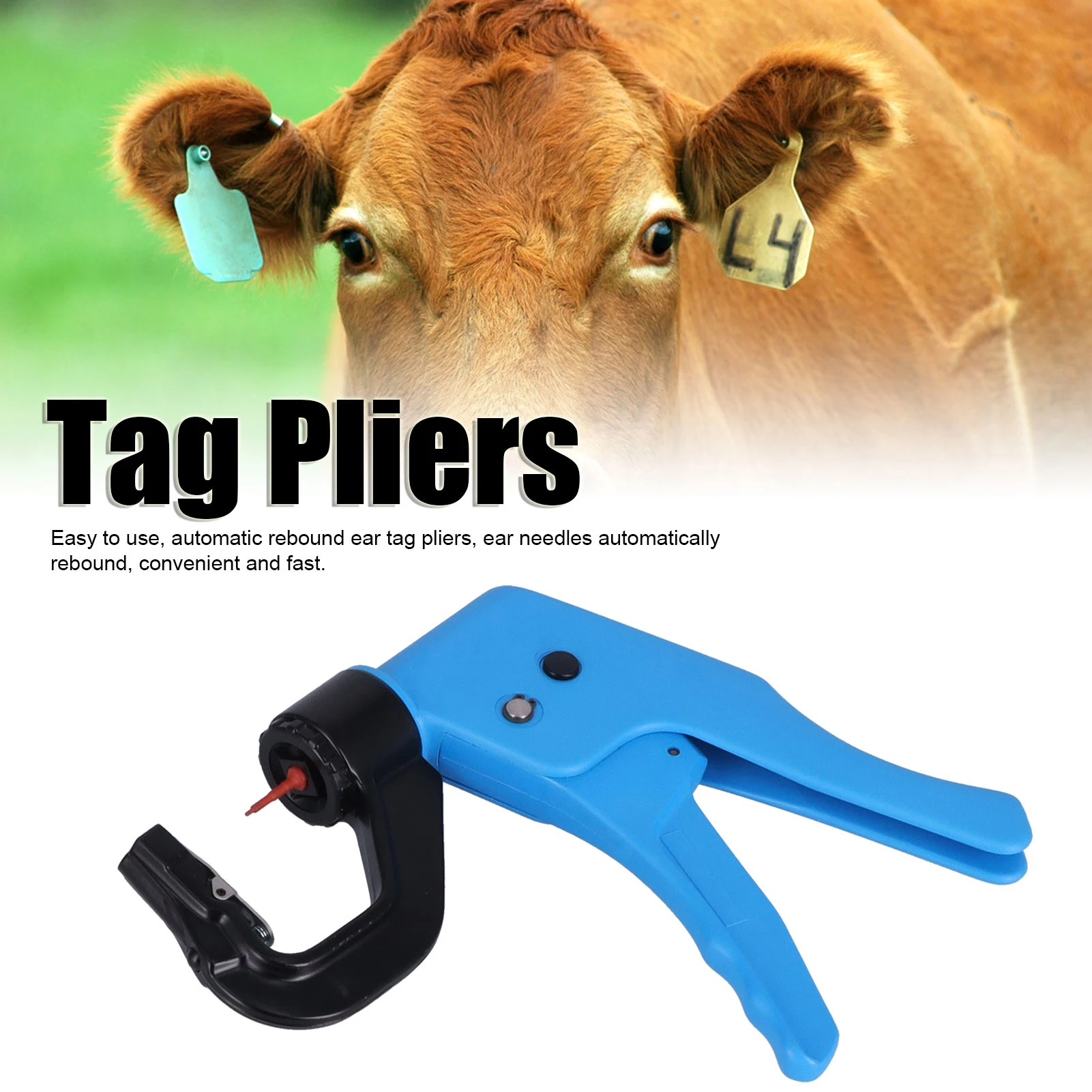 Tang Tag Telinga Rebound Otomatis Alat Identifikasi Pons Telinga Babi Dapat Diputar untuk Ternak