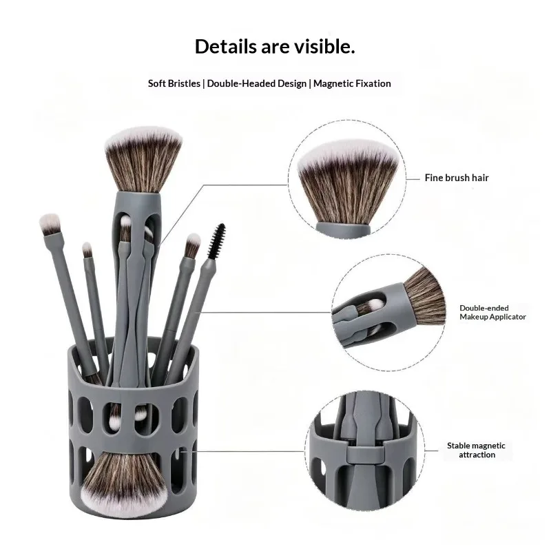 Professional Magnetic 10 in 1 Transformable Makeup Brush Set High Coverage Eyeshadow Concealer Multifunctional Beauty Tool