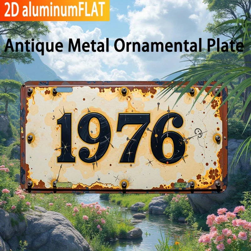 مسطح ثنائي الأبعاد - قطعة واحدة من لافتة فنية جدارية كلاسيكية من الألومنيوم مع خلفية صفراء متعثرة وأسود جريء #1