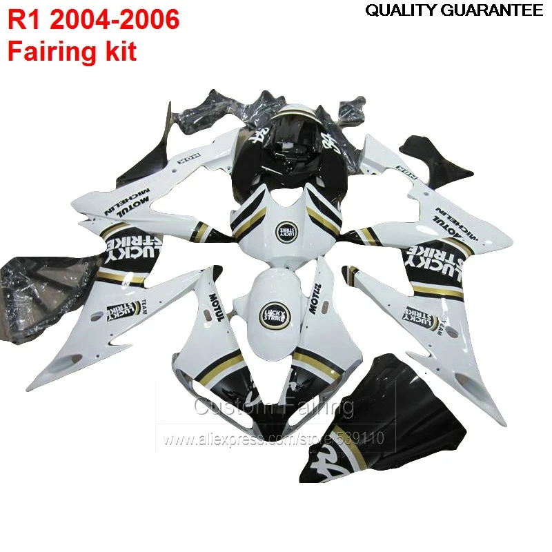 

New Custom Fairing kit For YAMAHA YZF R1 04 - 05 ( LUCKY decal + white ) 2004 2005 Injection fairings lx94