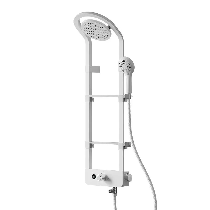 White shower set Modern fashion intelligent thermostatic storage shower screen