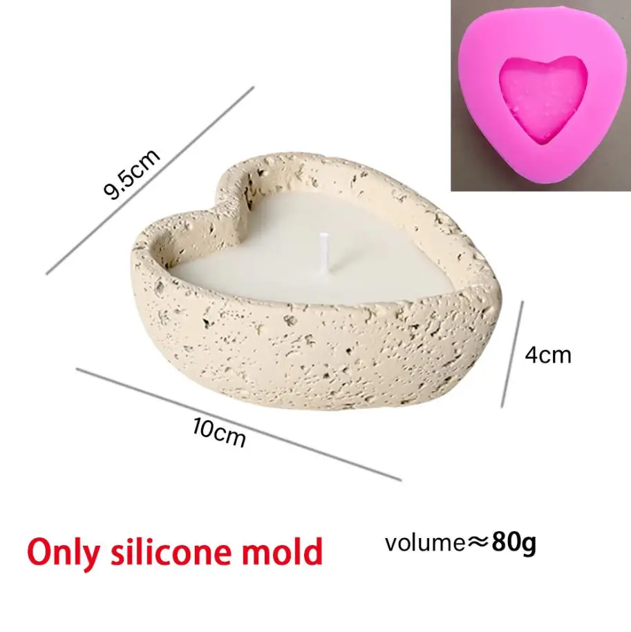 Heart Candle Cup Cement Mold Easy Release Silicone Mold for Aromatherapy Burner, Multi-Function Home Plaster Decor Clay Mould