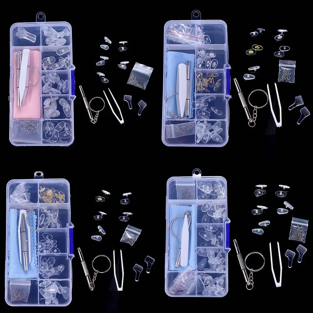 

Tweezers Ear Hooks Anti Slip with Screwdriver Metal Glasses Repair Kit Sunglass Repair Tool Eyeglass Nose Pads Glasses Screws