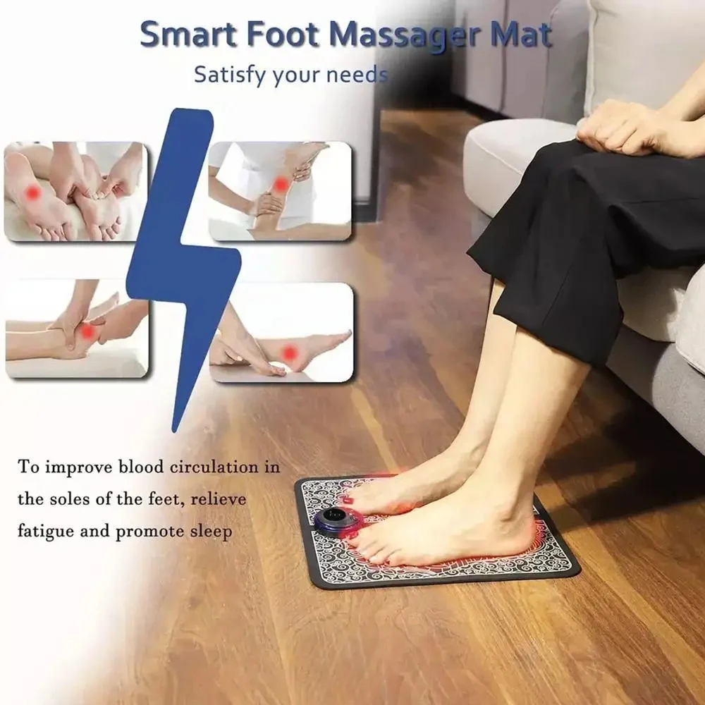 1set Foot Massager Rechargeable Massage Pad Foot Relaxation Pad Electric Foot Massage Tools Promote Blood Circulation