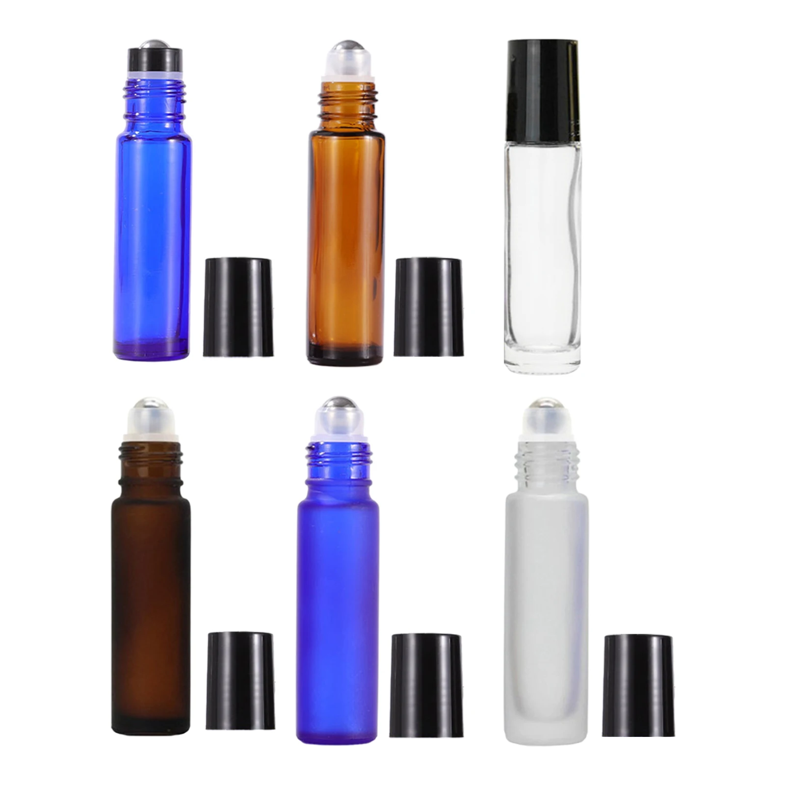 10 Pieces Glass Roll On Bottle 10ml Aromatherapy Essential Oil Vials Stainless